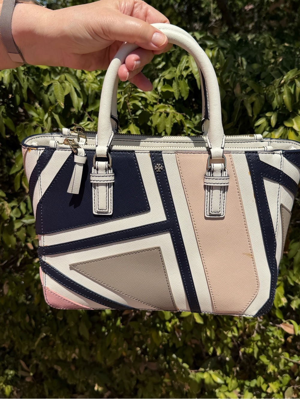 Tory Burch Robinson Fret-Patchwork Saffiano Bag